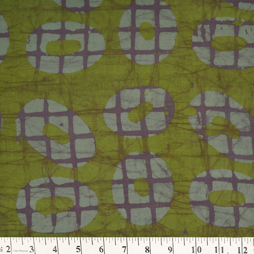 (Pre-Cut 3.50 Mtr) Green Color Handcrafted Batik Printed Pure Cotton Fabric