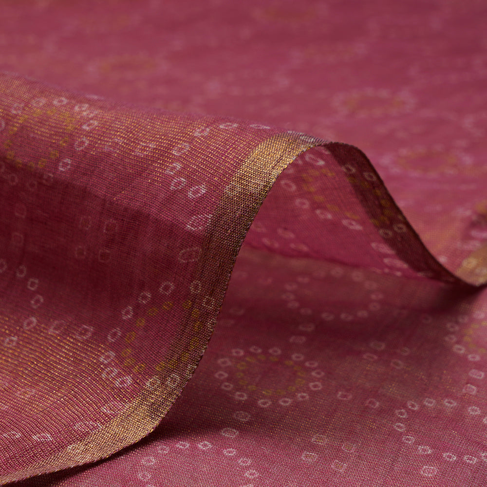 (Pre-Cut 1.05 Mtr) Pink Color Digital Printed Tissue Chanderi Fabric