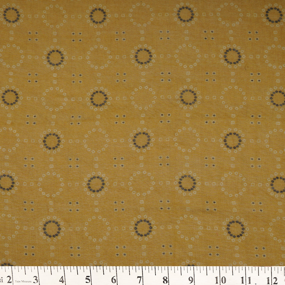 (Pre-Cut 2.15 Mtr) Mustard Color Digital Printed Tissue Chanderi Fabric
