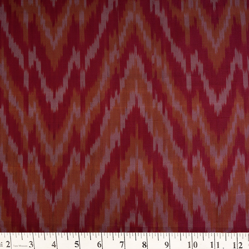 (Pre-Cut 2.30 Mtr) Pink Color Handwoven Pure Silk Ikat Fabric