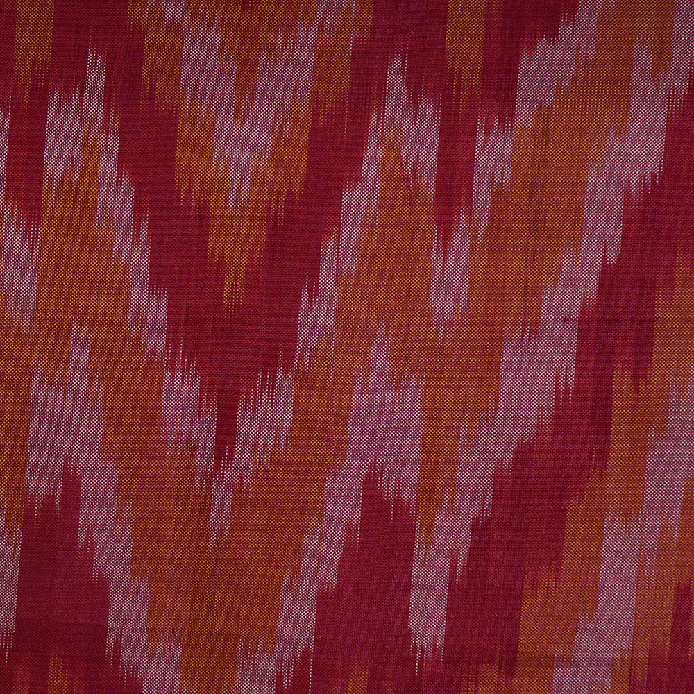 (Pre-Cut 2.30 Mtr) Pink Color Handwoven Pure Silk Ikat Fabric