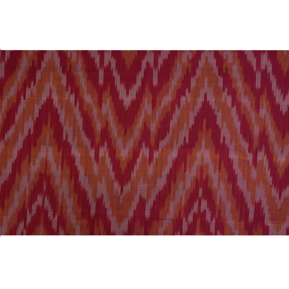 (Pre-Cut 2.30 Mtr) Pink Color Handwoven Pure Silk Ikat Fabric