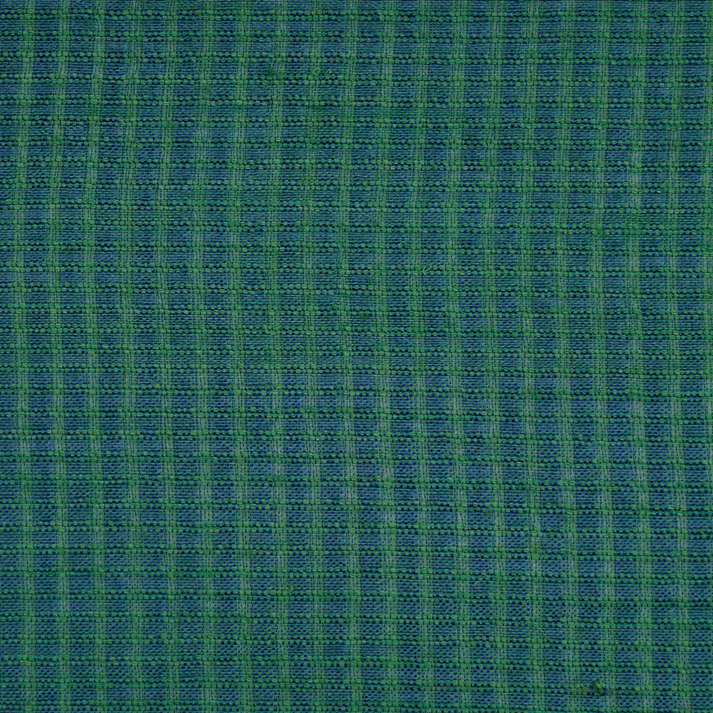 (Pre-Cut 3.35 Mtr ) Blue-Green Color Natural Silk Fabric
