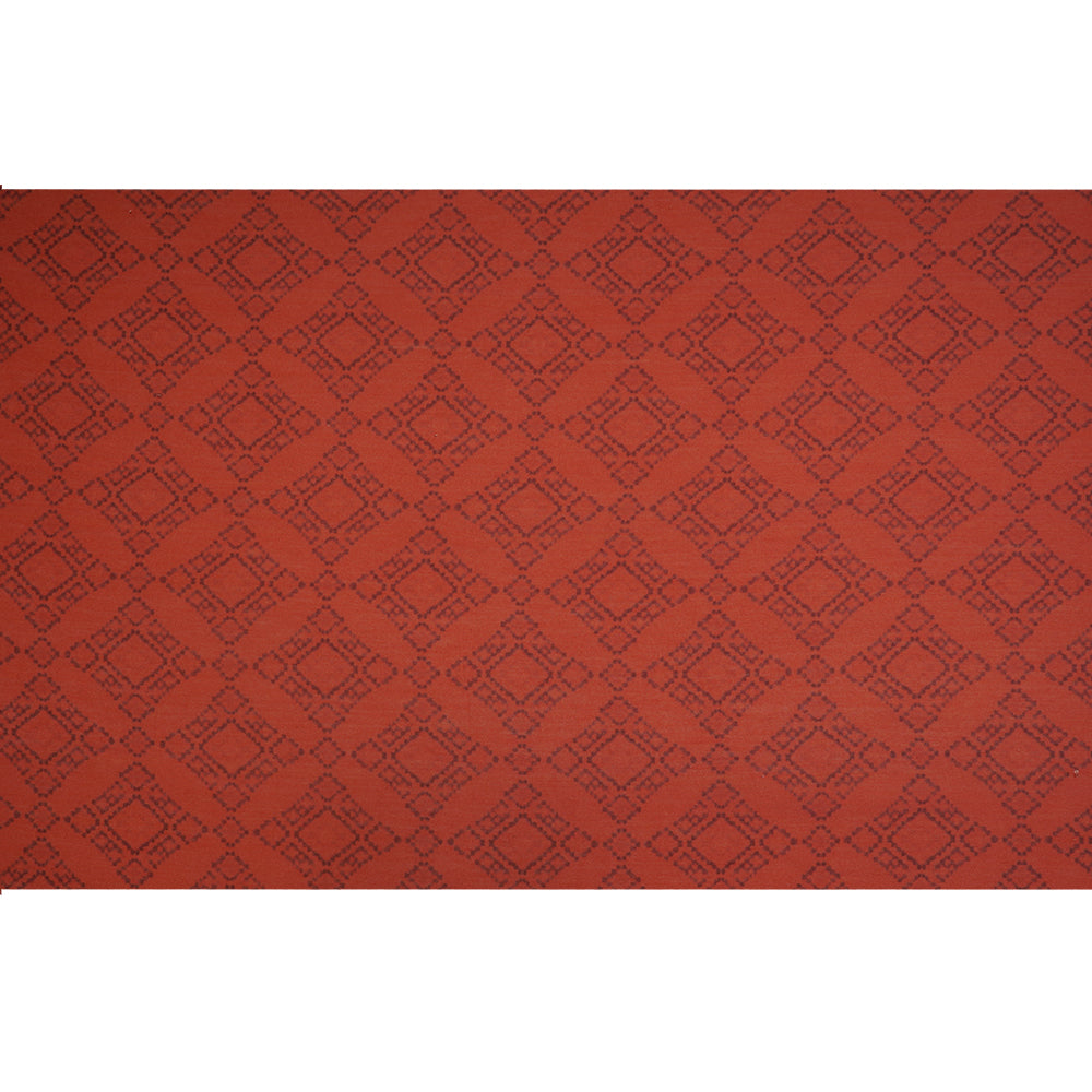(Pre-Cut 3.25 Mtr ) Portland Orange Color Printed Pure Chanderi Fabric