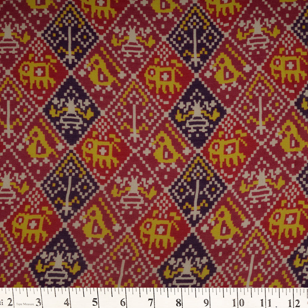(Pre-Cut 3.65 Mtr ) Multi Color Digital Printed Wool Silk Fabric