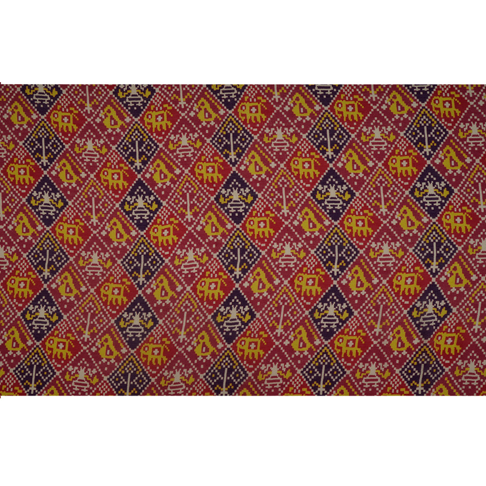 (Pre-Cut 3.65 Mtr ) Multi Color Digital Printed Wool Silk Fabric