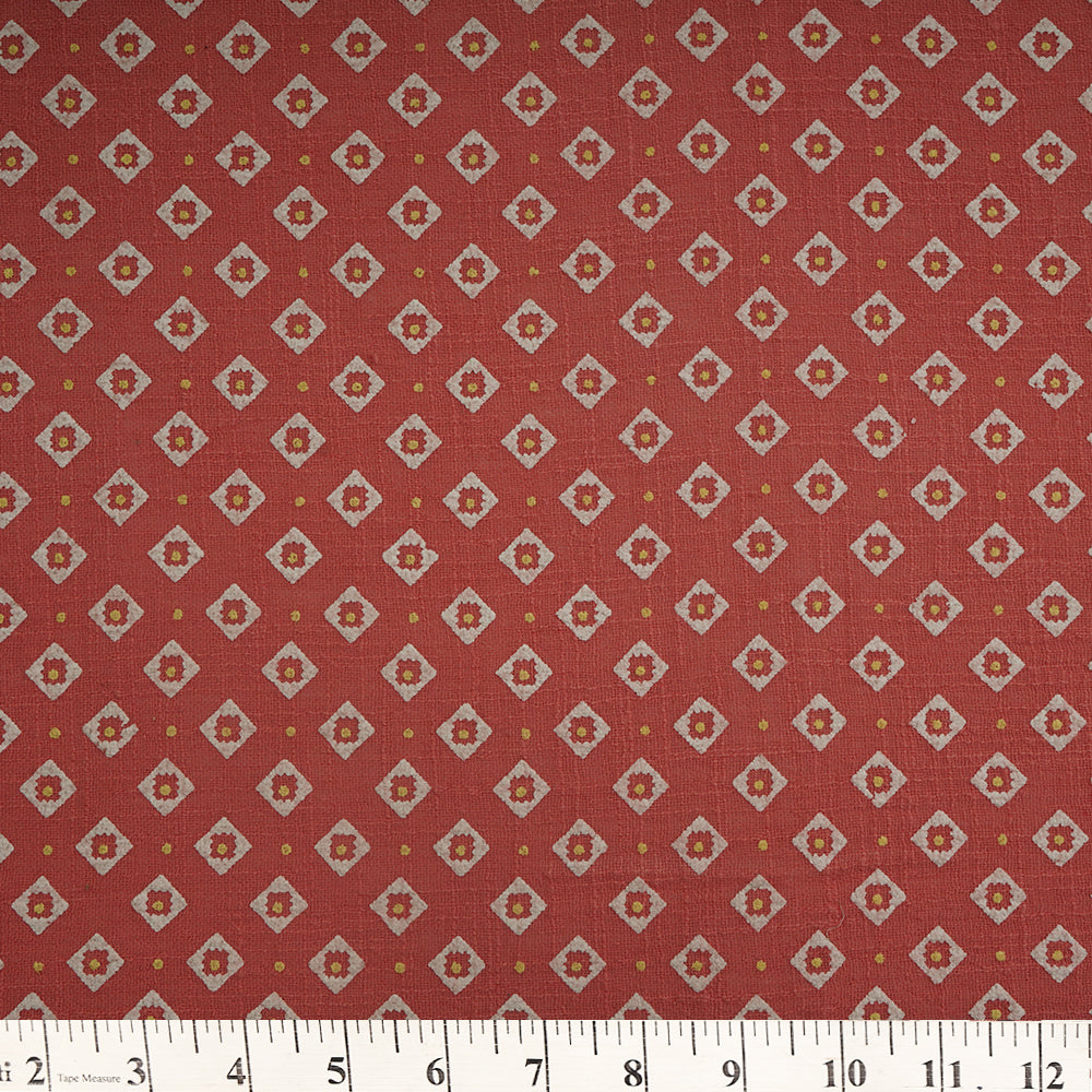 (Pre-Cut 1 Mtr ) Deep Blush Color Printed Cotton Matka Fabric