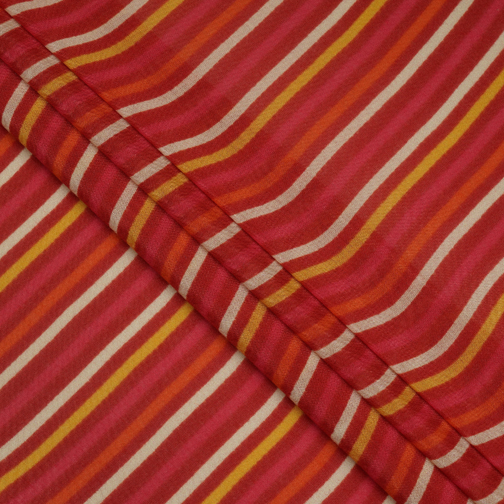 (Pre-Cut 3 Mtr ) Red-Pink Color Digital Printed Viscose Fabric