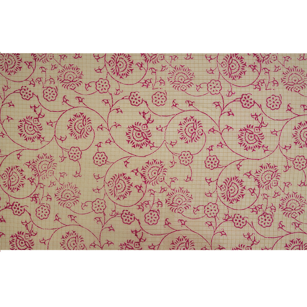 (Pre-Cut 3.15 Mtr ) Cream Color Printed Tussar Silk Fabric