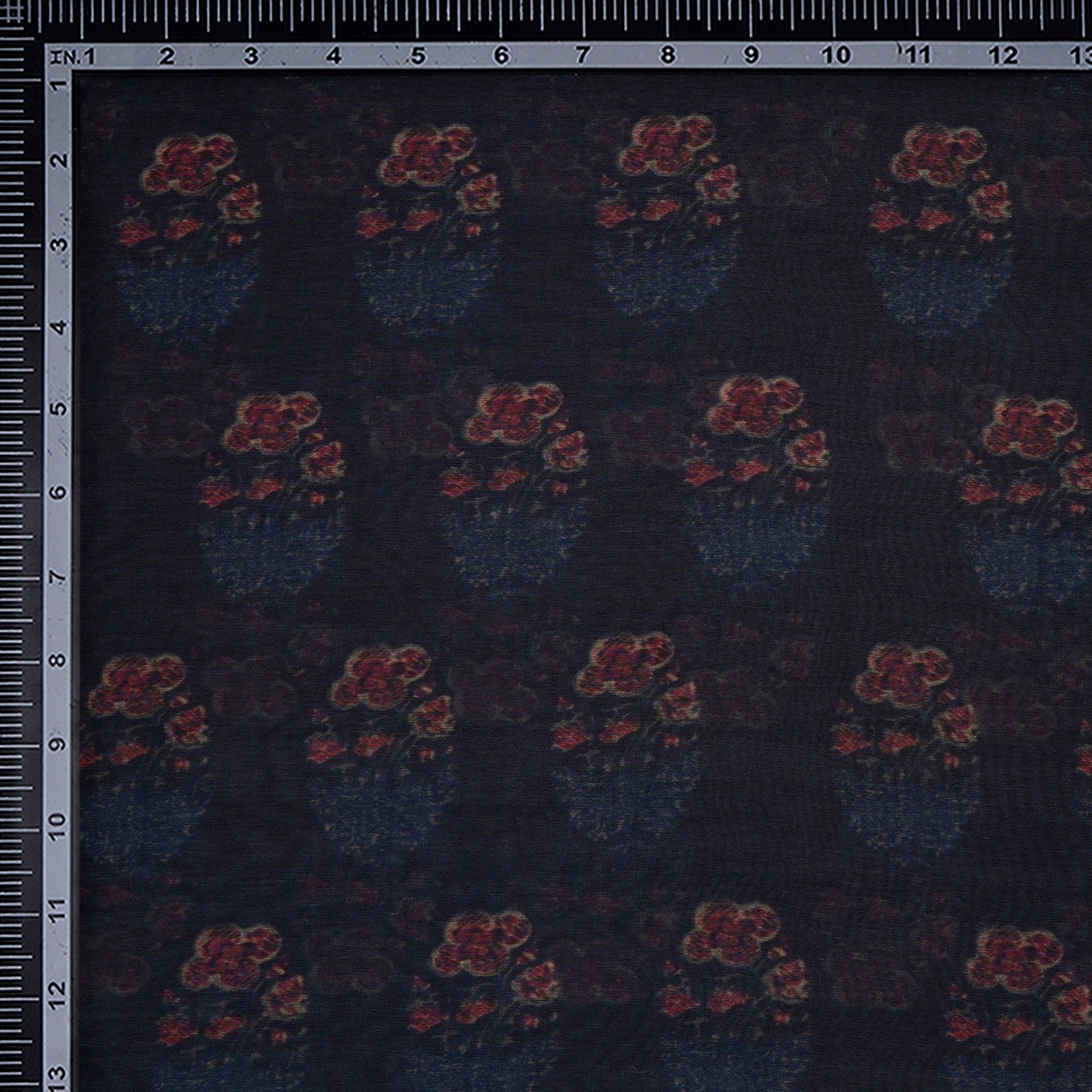 (Pre-Cut 1.35 Mtr ) Royal Blue Digital Printed Chanderi Fabric