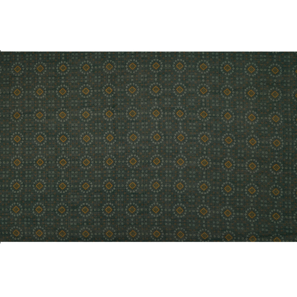 (Pre-Cut 1.50 Mtr ) Moss Color Digital Printed Tissue Chanderi Fabric