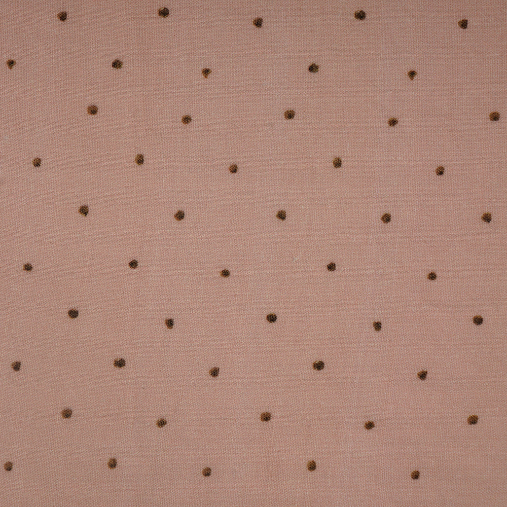 (Pre-Cut 0.70 Mtr ) Peach Color Digital Printed Ramie Tencel Fabric