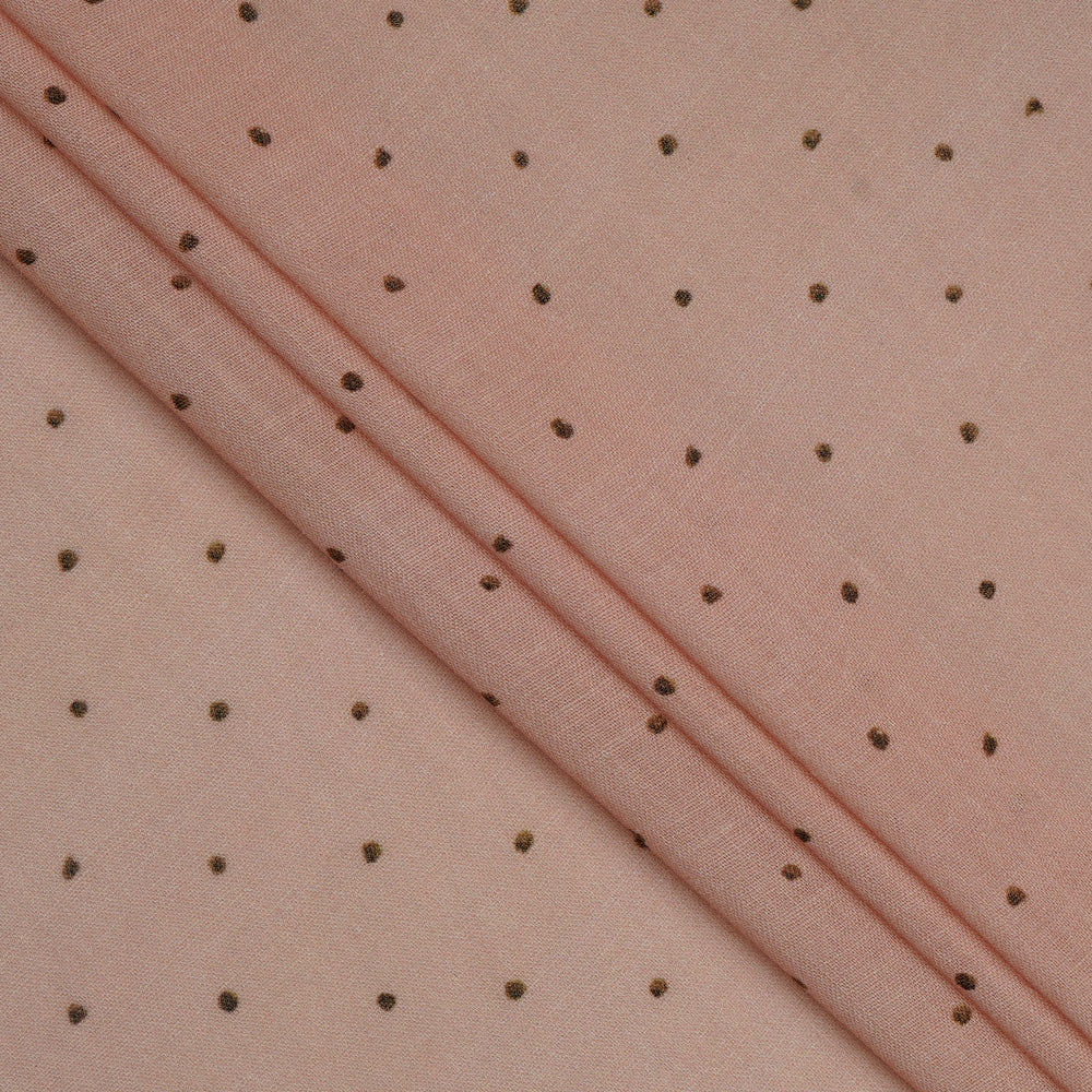 (Pre-Cut 3.30 Mtr ) Peach Color Digital Printed Ramie Tencel Fabric