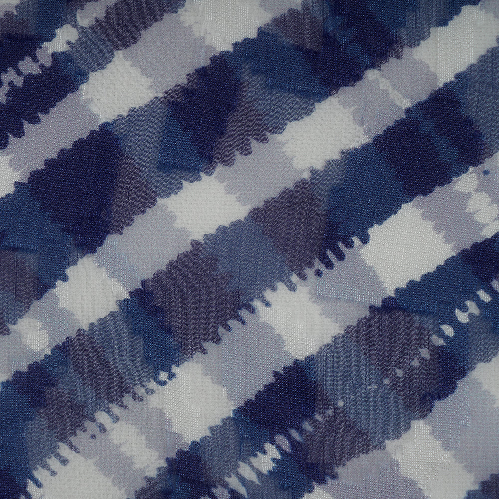 (Pre-Cut 2.90 Mtr ) Blue Color Digital Printed Bemberg Fabric
