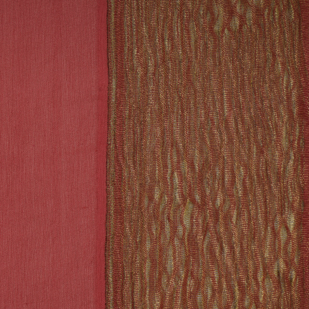 (Pre-Cut 1.75 Mtr ) Pink Color Chiffon Silk Fabric