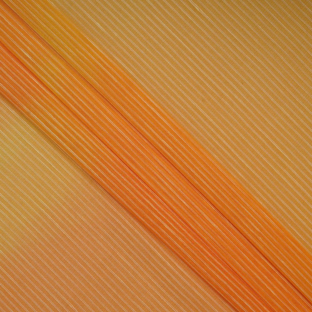 (Pre-Cut 4 Mtr ) Yellow-Orange Color Ombre Dyed Linen Silk Dobby Fabric