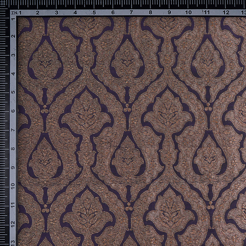 (Pre-Cut 1.65 Mtr) Blue Color Handwoven Brocade Silk Fabric