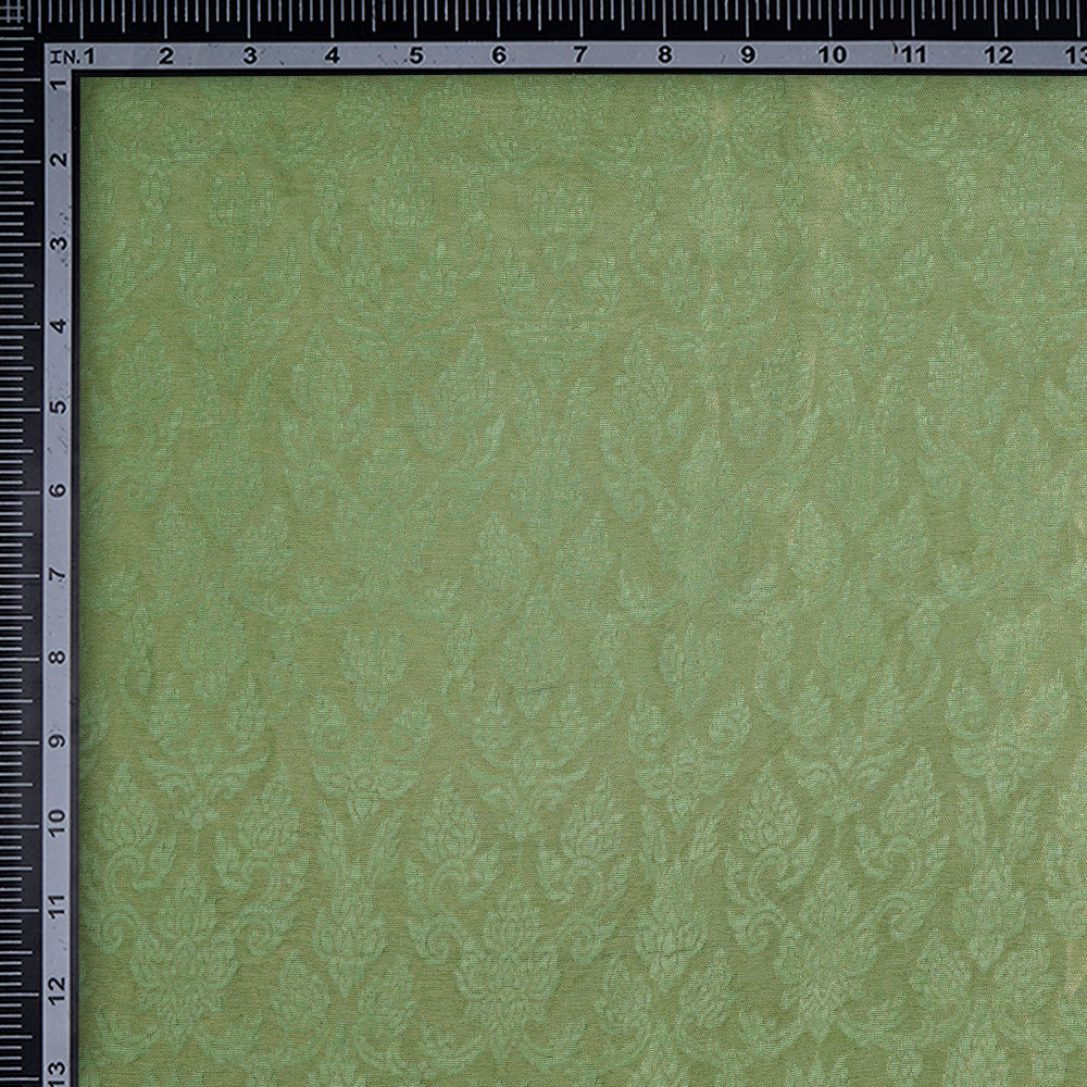 (Pre-Cut 1.25 Mtr) Green Color Crepe Brocade Fabric