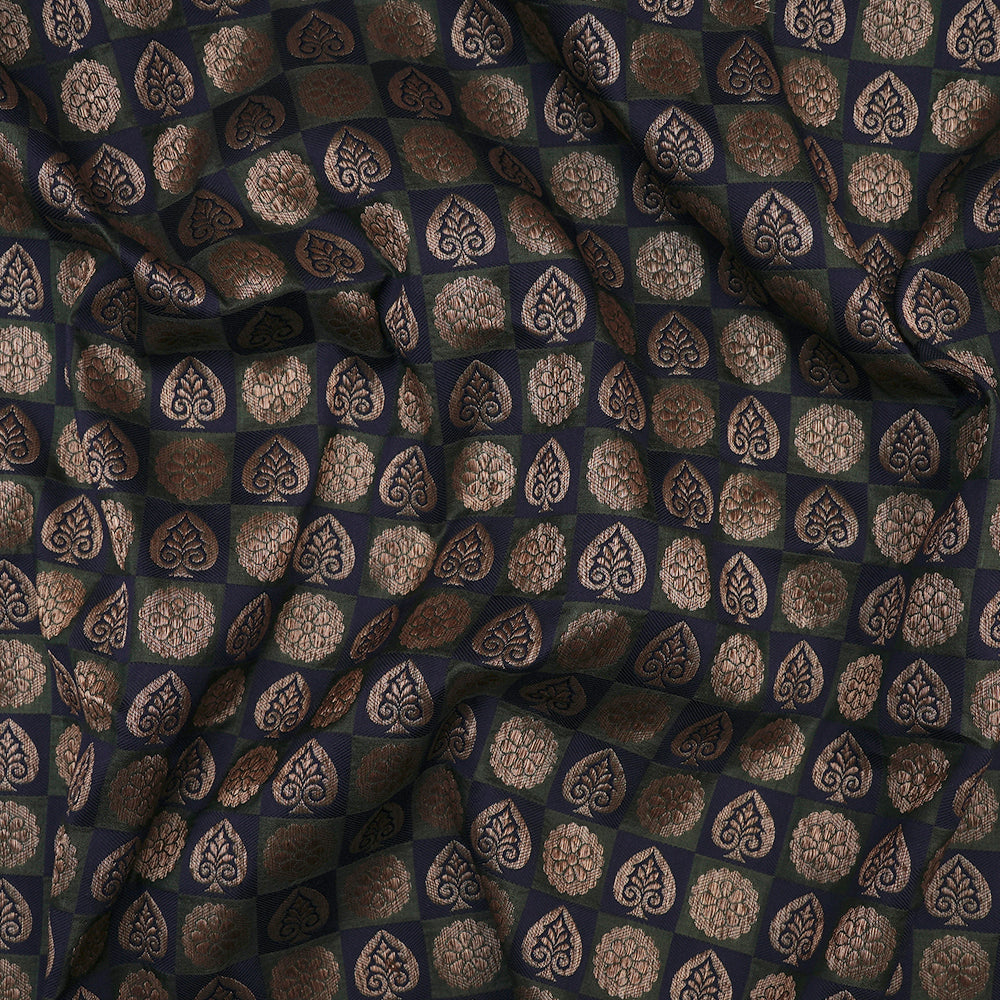 (Pre-Cut 2.45 Mtr) Multi Color Handwoven Brocade Silk Fabric