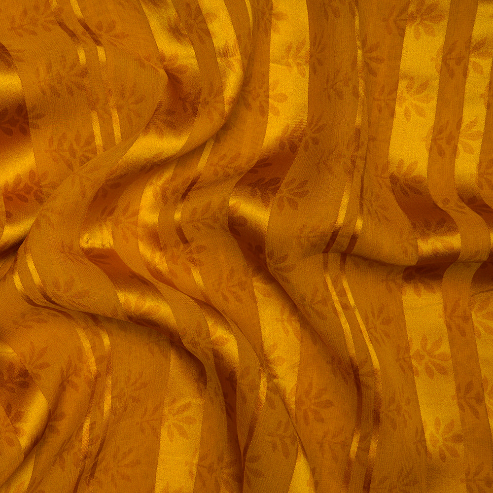 (Pre-Cut 2.95 Mtr) Mustard Color Printed Georgette Fabric