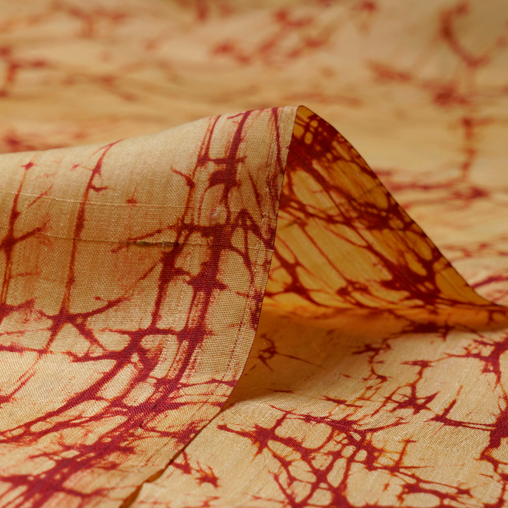 (Pre-Cut 2 Mtr) Yellow Color Handcrafted Batik Printed Pure Silk Fabric