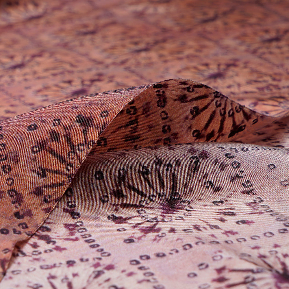 (Pre-Cut 2.45 Mtr) Salmon Color Digital Printed Habutai Silk Fabric