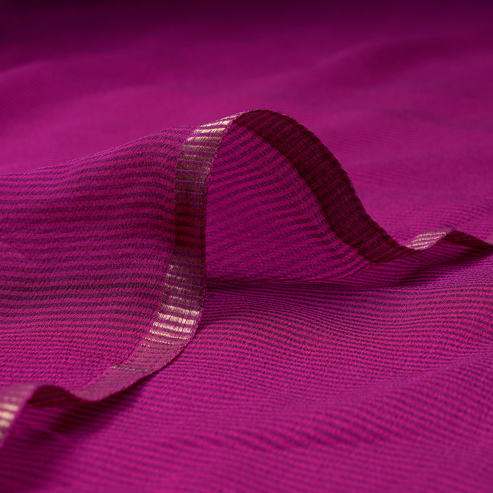 (Pre-Cut 5.20 Mtr) Pink Color Striped Pattern Chiffon Fabric