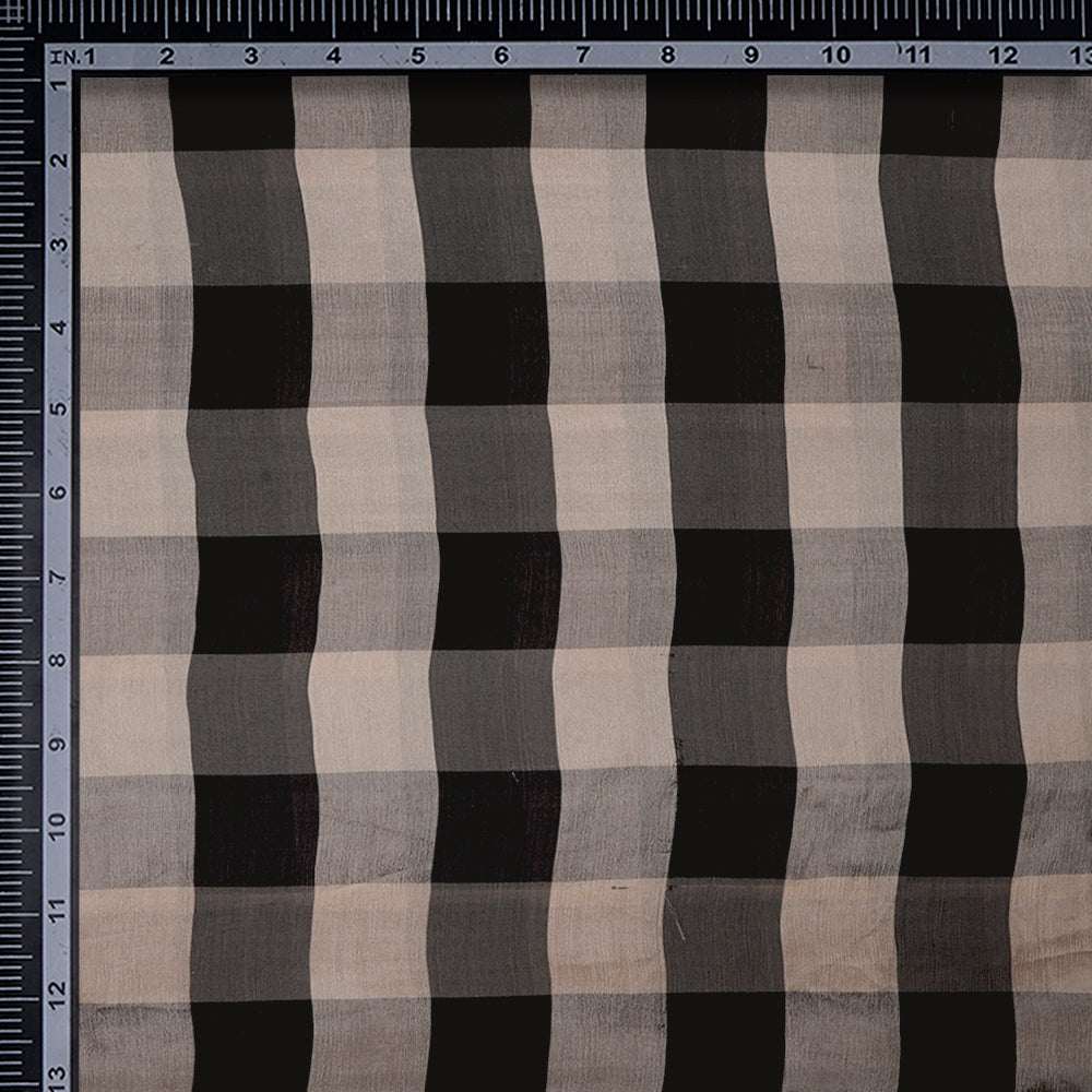 (Pre-Cut 2.55 Mtr) Multi Color Checks Chiffon Fabric