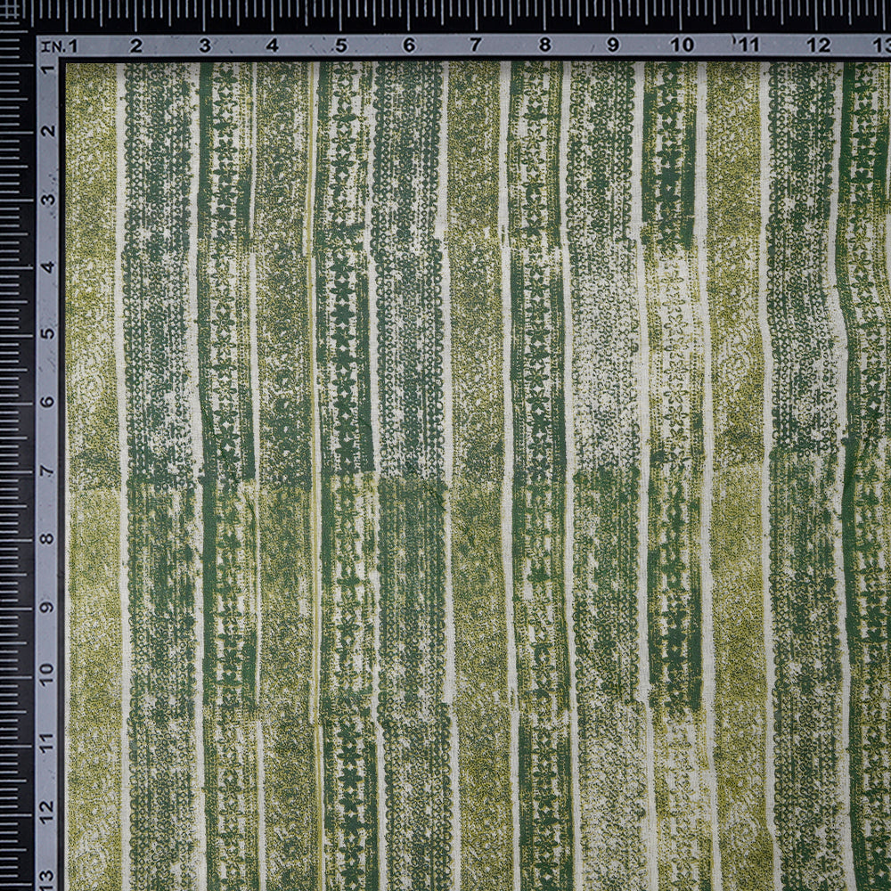 (Pre-Cut 3.50 Mtr) Green Color Fancy Chanderi Fabric