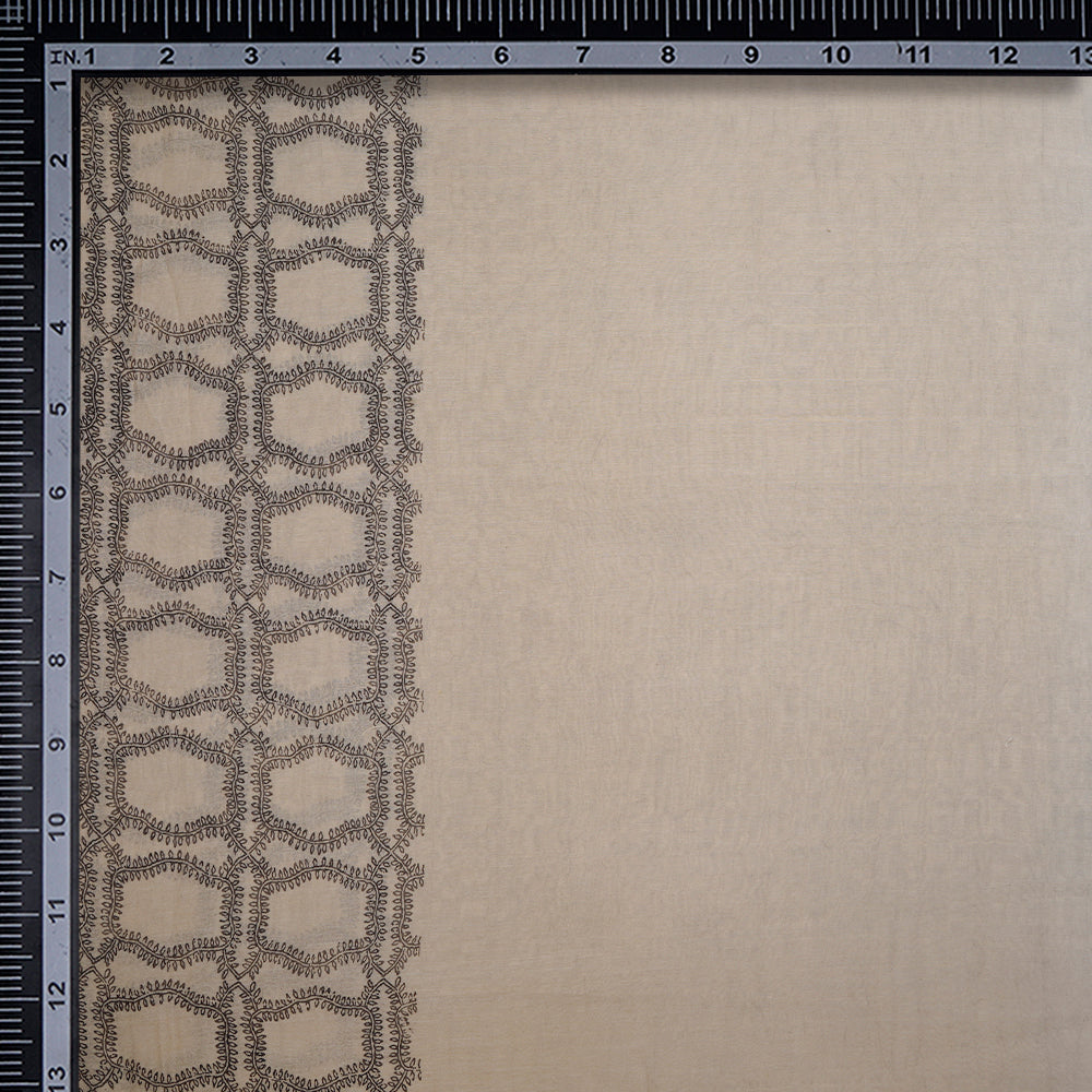 (Pre-Cut 1.65 Mtr) Grey Color Digital Printed Chanderi Fabric