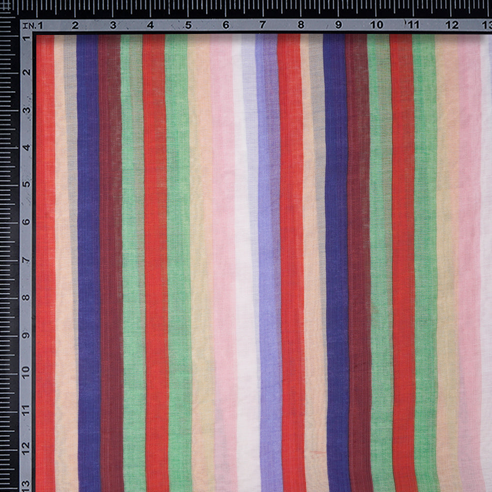 (Pre-Cut 2.90 Mtr) Multi Color Printed Muslin Cotton Fabric