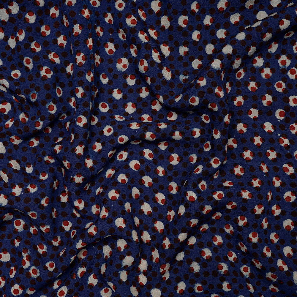 (Pre-Cut 4.50 Mtr) Blue Color Bagru Dabu Printed Modal Fabric