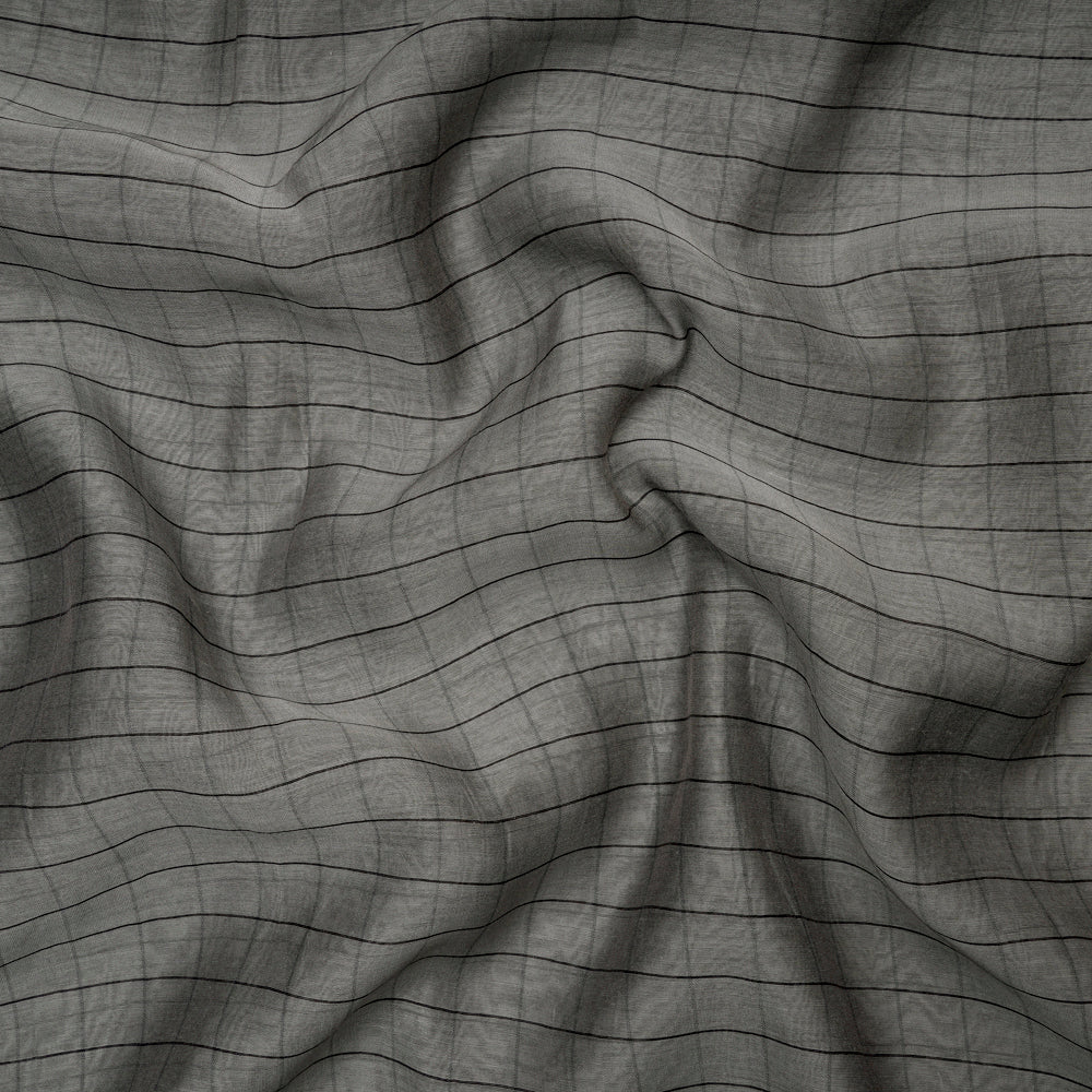 (Pre-Cut 2.80 Mtr) Grey Color Fancy Chanderi Fabric