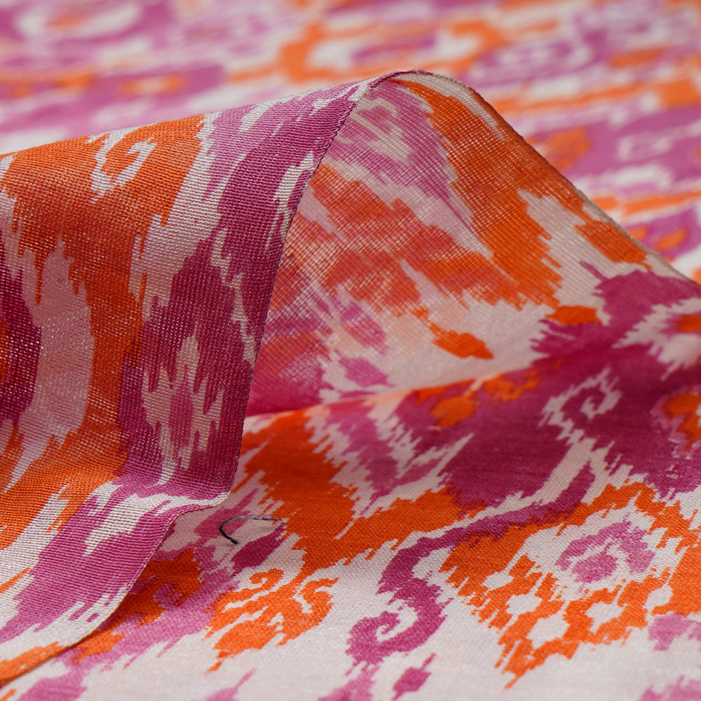 (Pre-Cut 3.70 Mtr) Multi Color Digital Printed Tussar Chanderi Fabric