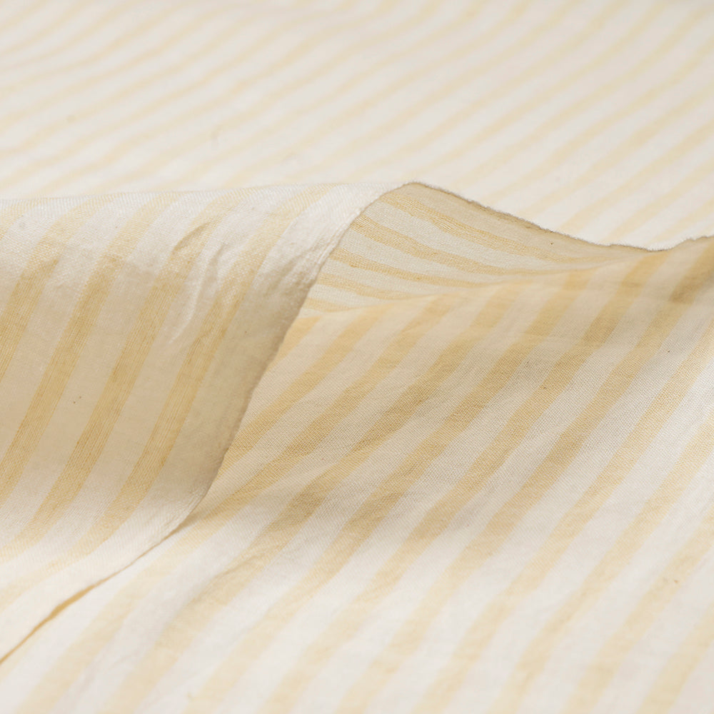 (Pre-Cut 2.90 Mtr) White Color Striped Pattern Muslin Cotton Fabric