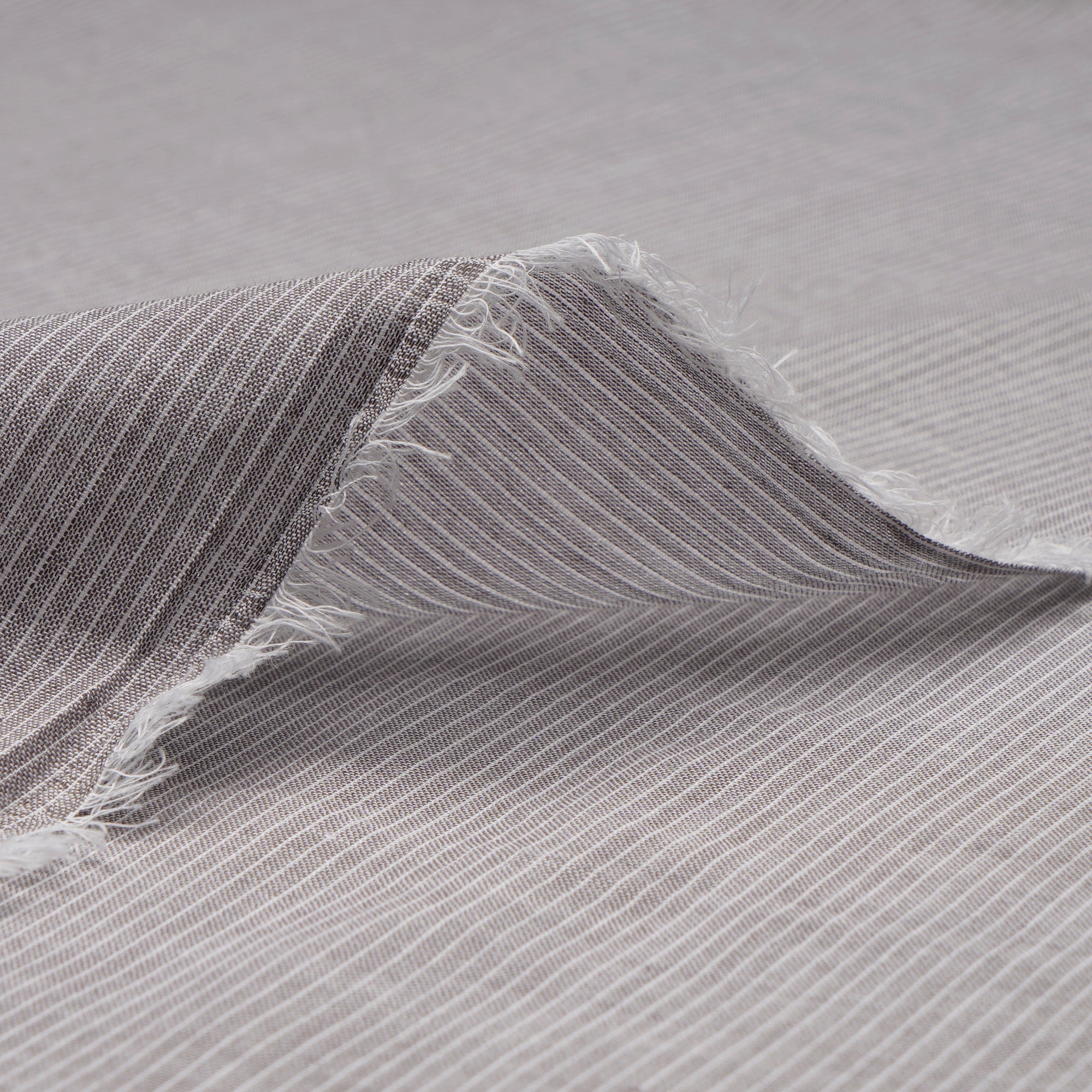 (Pre-Cut 3.00 Mtr) Grey Cotton Voile Striped Fabric
