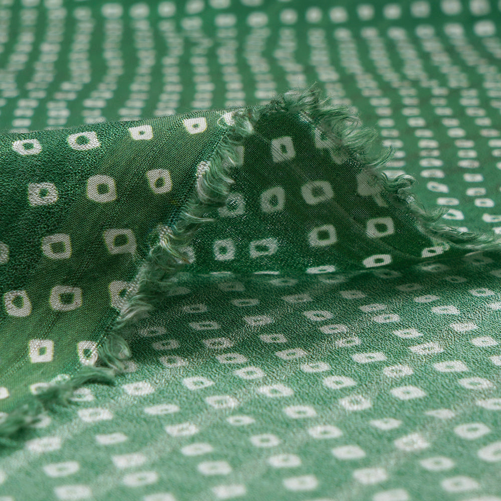 (Pre-Cut 2.70 Mtr) Green Color Digital Printed Viscose Fabric