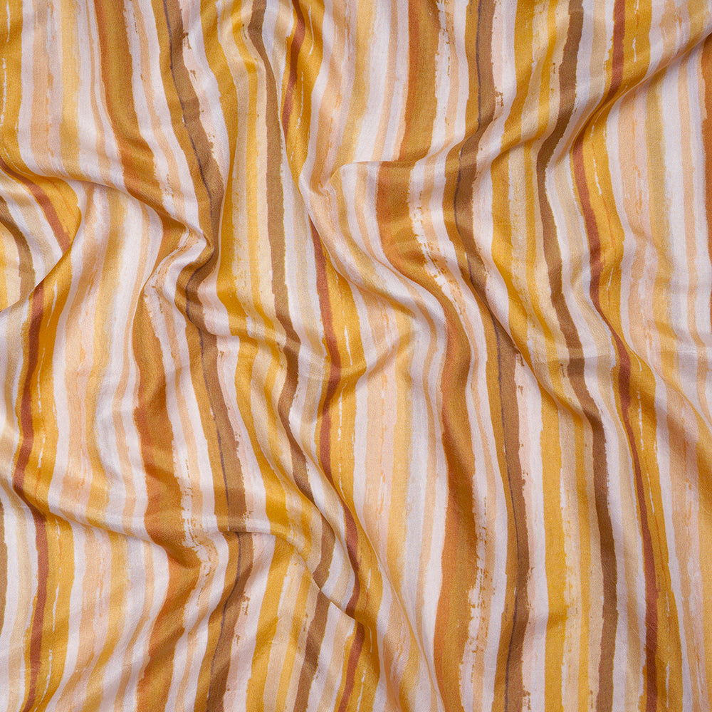 (Pre-Cut 3.35 Mtr) Yellow Color Digital Printed Silk Fabric
