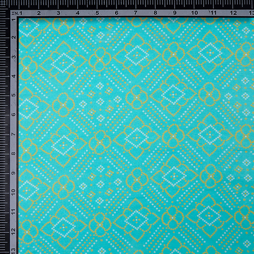 (Pre-Cut 2.60 Mtr) Blue Color Digital Printed Bemberg Modal Fabric