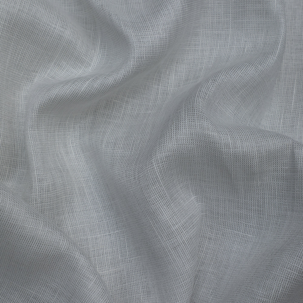 (Pre-Cut 1 Mtr) Silver Color Flax Linen Fabric