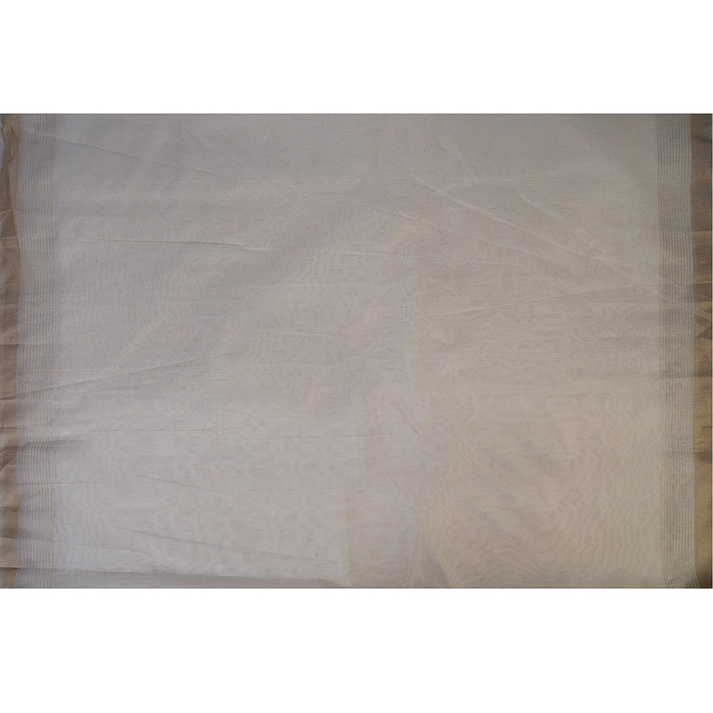 (Pre-Cut 2 Mtr ) Off-White Color Fancy Chanderi Fabric