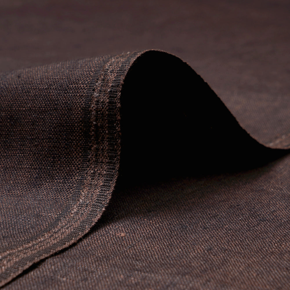 (Pre-Cut 4.00 Mtr) Dark Brown Color Plain Lee Fabric