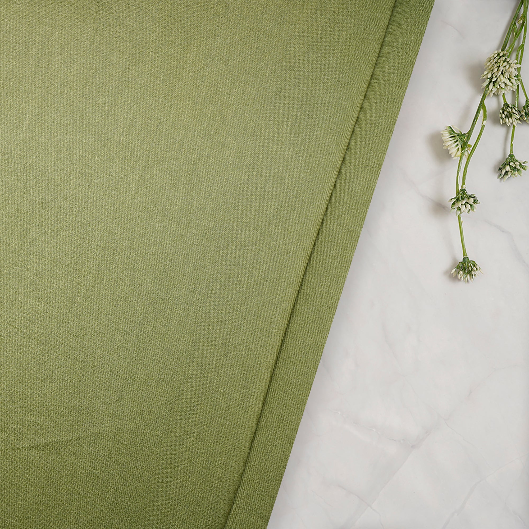 (Pre-Cut 2.00 Mtr) Green Pure Silk Cotton Fabric
