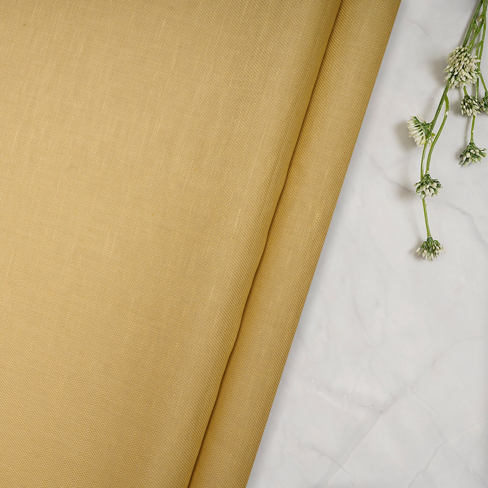 (Pre- Cut 1 Mtr) Gold Color Cotton Linen Fabric