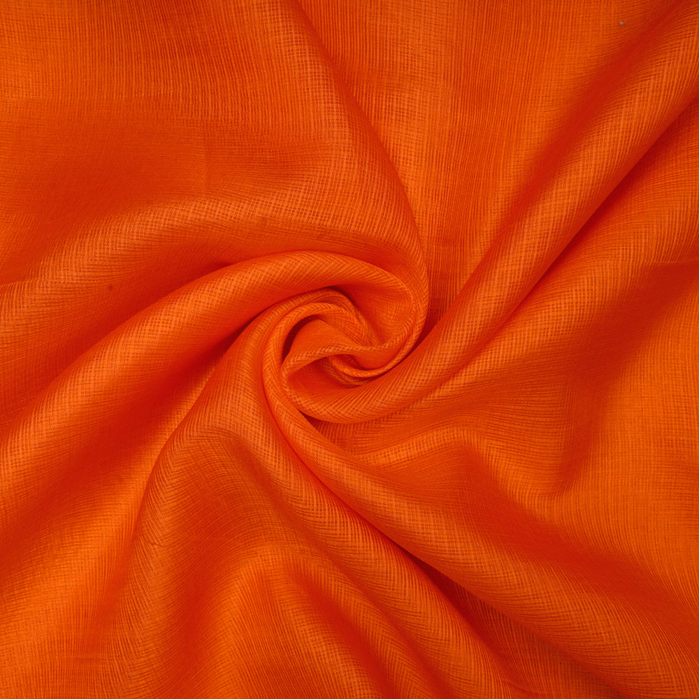 (Pre-Cut 4.60 Mtr) Orange Color Kota Satin Fabric