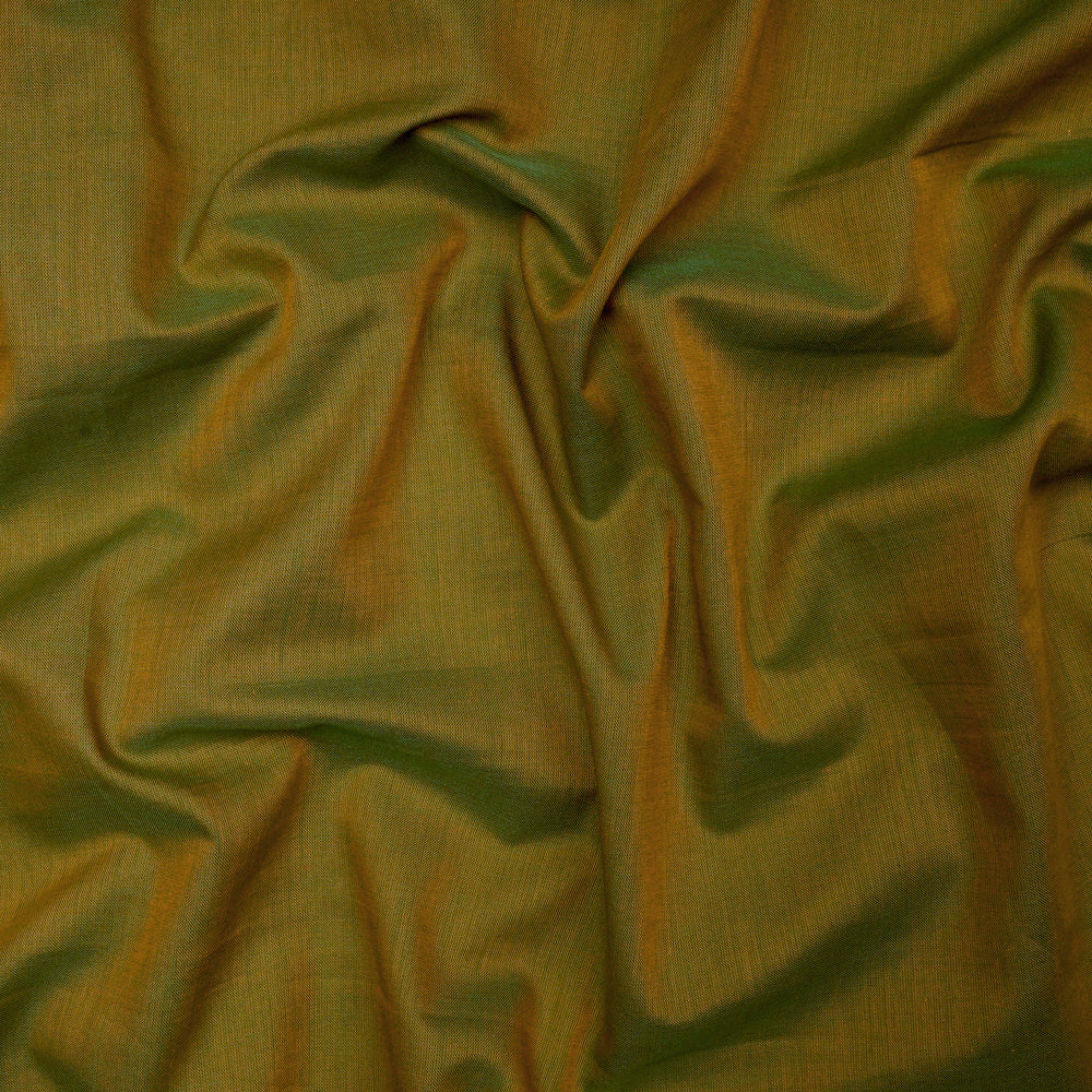 (Pre-Cut 3.00 Mtr) Green Color Yarn Dyed Cotton Fabric