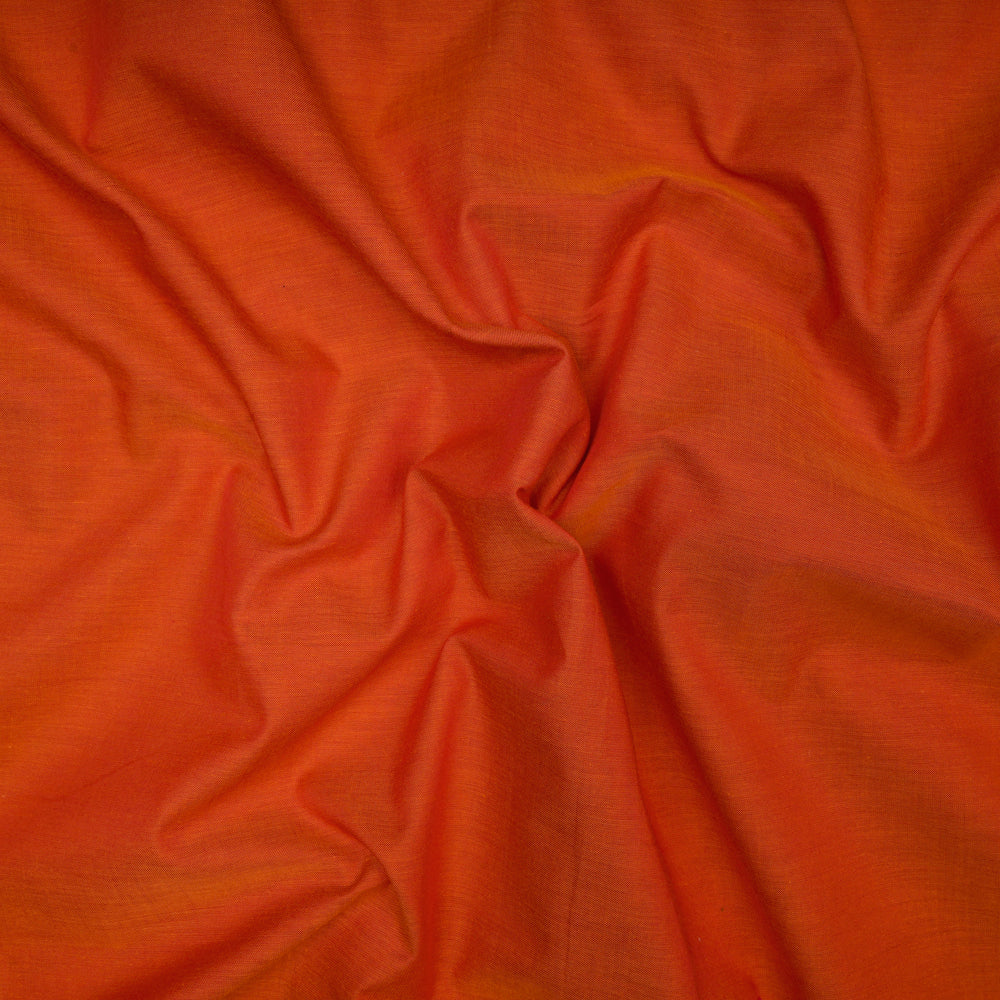 (Pre-Cut 4.40 Mtr) Orange Color Yarn Dyed Cotton Fabric