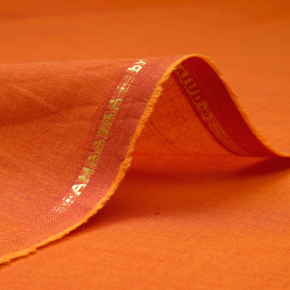 (Pre-Cut 4.40 Mtr) Orange Color Yarn Dyed Cotton Fabric