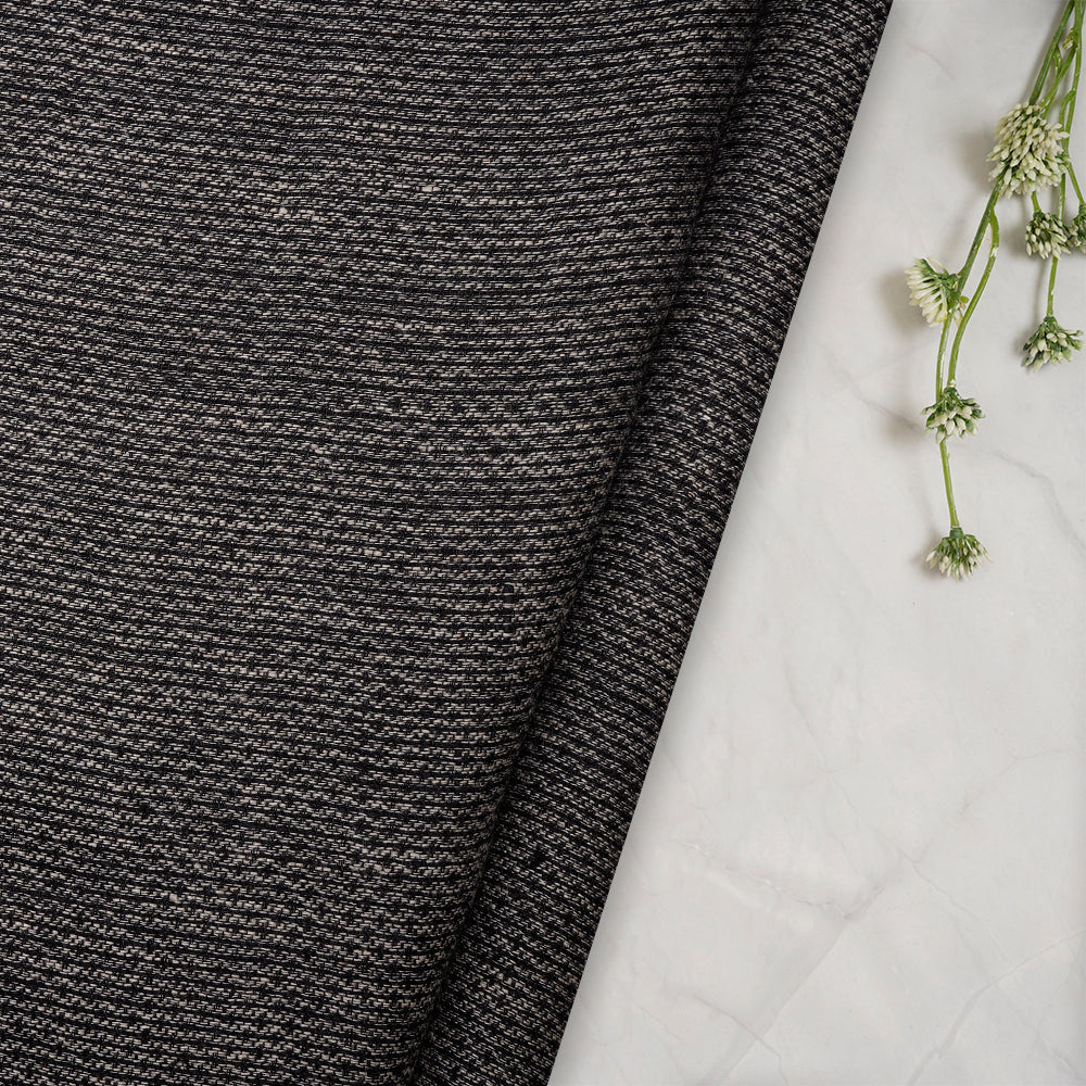 (Pre-Cut 1.80 Mtr) Black Color Handwoven Cotton Jacquard fabric
