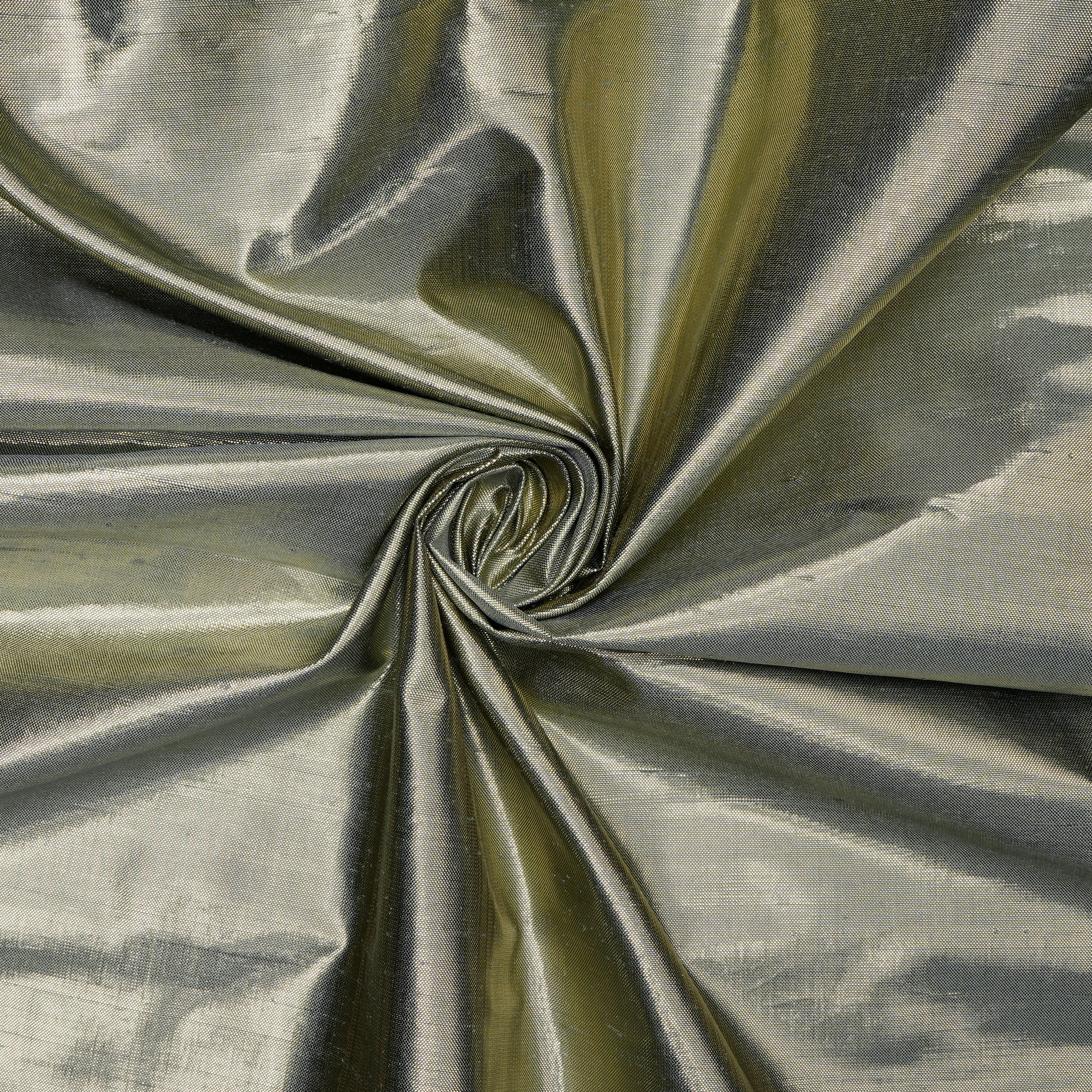 (Pre-Cut 5.00) Metallic Green Metallic Dupion Silk Fabric